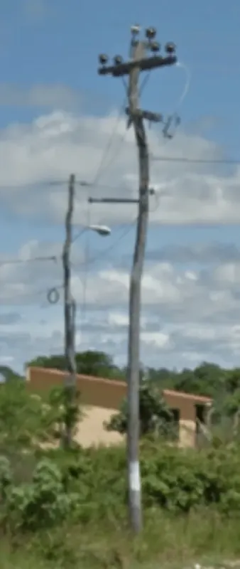 ¿En qué país se ven estos postes de luz de madera curvados?